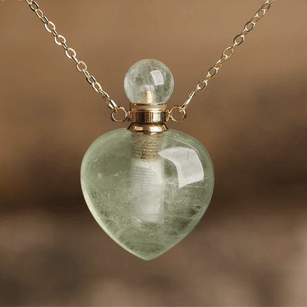 Collier Bouteille de Parfum en Fluorite Verte | Lithothérapie Stéphanie