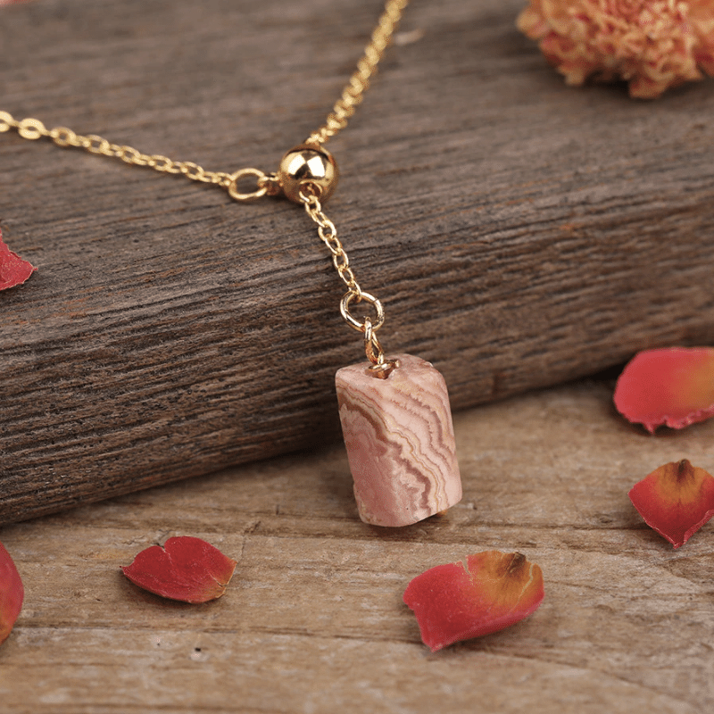 Collier Chaîne en Pierre Rhodochrosite | Lithothérapie Stéphanie