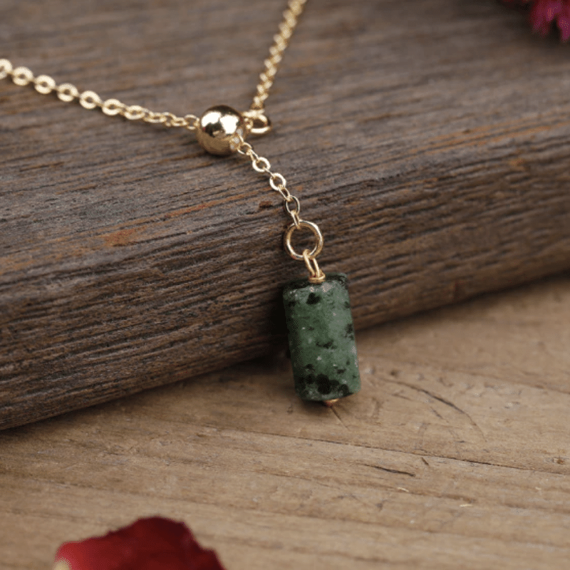 Collier Chaîne en Pierre Zoïsite | Lithothérapie Stéphanie