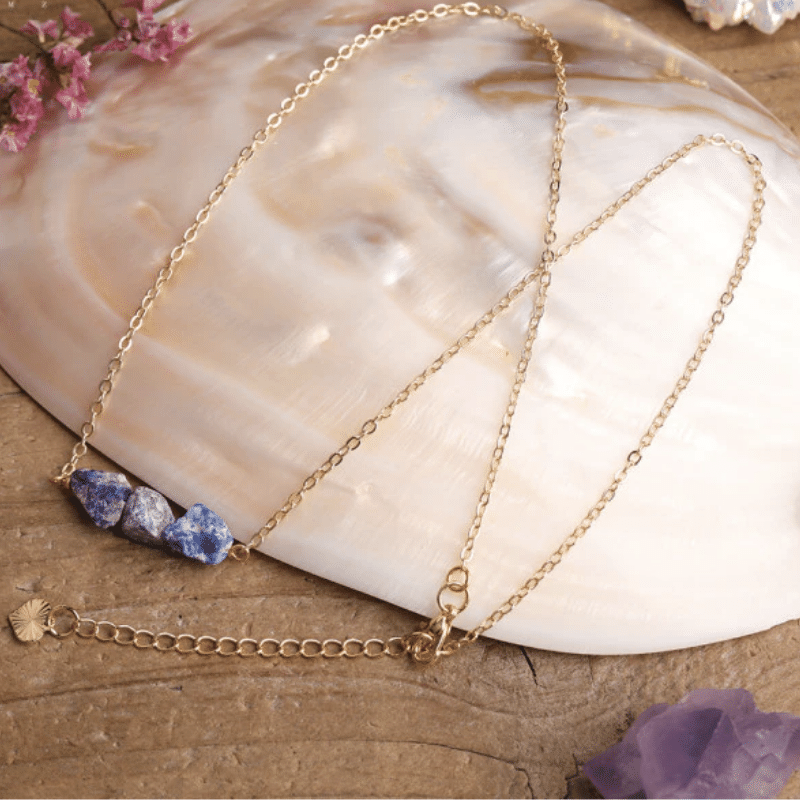 Collier Chips en Pierre Lapis Lazuli | Lithothérapie Stéphanie