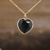 Collier Coeur en Agate Noire | Lithothérapie Stéphanie