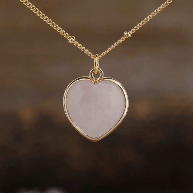 Collier Coeur en Quartz Rose | Lithothérapie Stéphanie