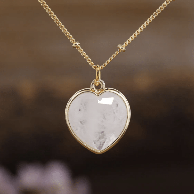 Collier Coeur en Cristal de Roche | Lithothérapie Stéphanie