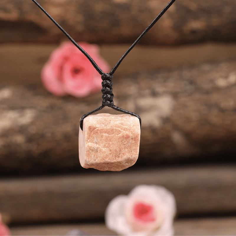 Collier Cordon en Pierre de Soleil Brute | Lithothérapie Stéphanie
