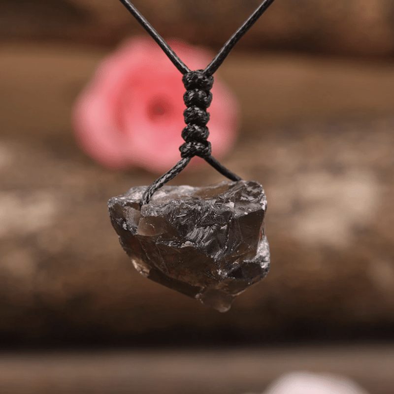 Collier Cordon en Quartz Fumé Brut | Lithothérapie Stéphanie