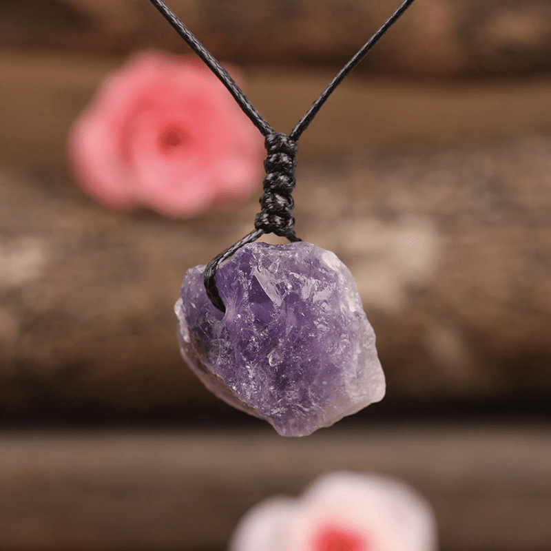 Collier Cordon en Améthyste Brute | Lithothérapie Stéphanie