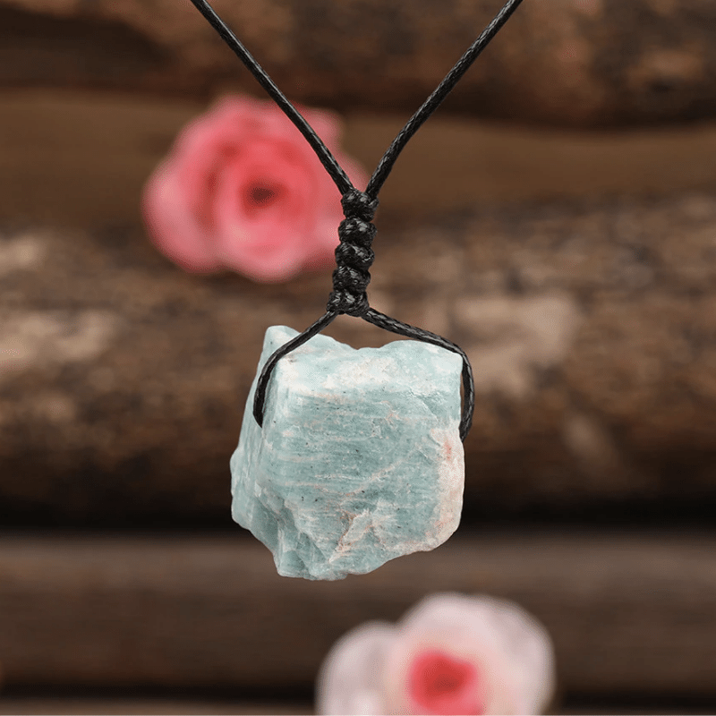 Collier Cordon en Amazonite Brute | Lithothérapie Stéphanie