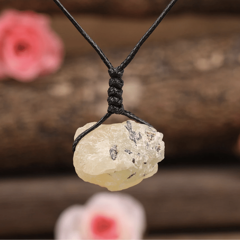 Collier Cordon en Préhnite Brute | Lithothérapie Stéphanie