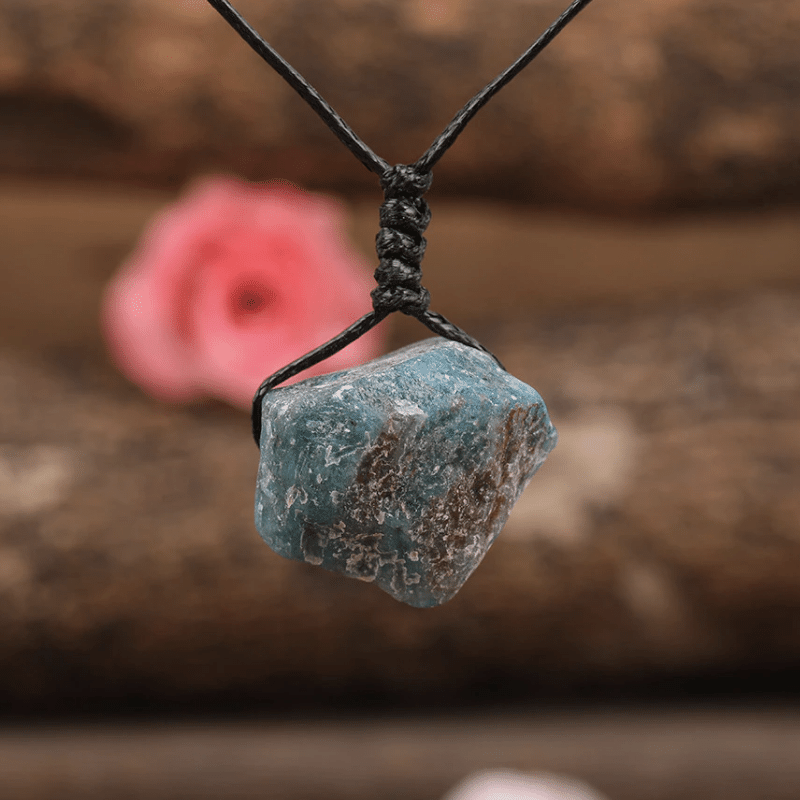 Collier Cordon en Apatite Brute | Lithothérapie Stéphanie