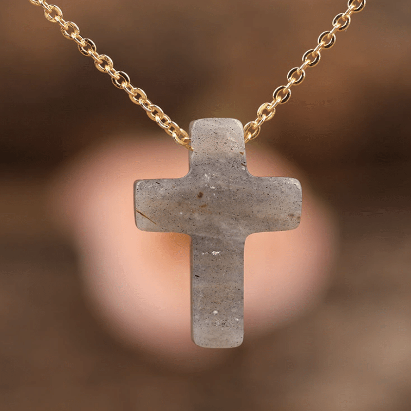 Collier Croix en Pierre Naturelle Labradorite | Lithothérapie Stéphanie