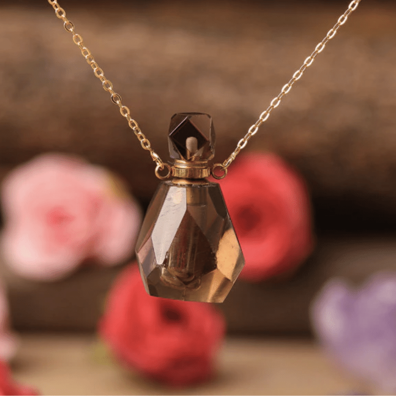 Collier Diffuseur de Parfum en Quartz Fumé
