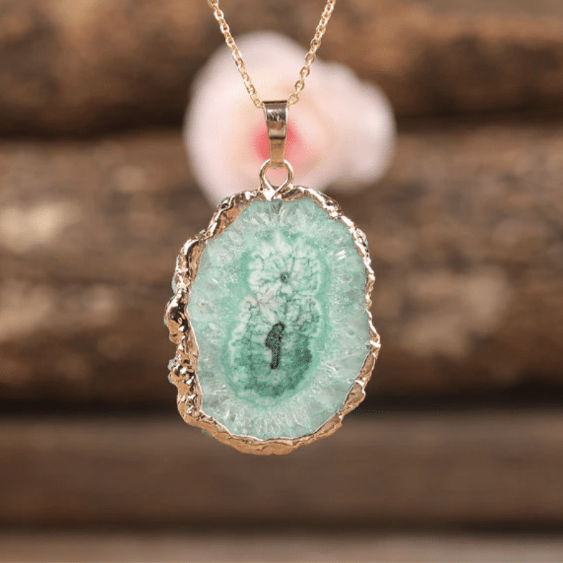 Collier Druse en Agate | Vert | Lithothérapie Stéphanie
