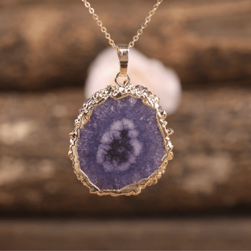 Collier Druse en Agate | Violet | Lithothérapie Stéphanie