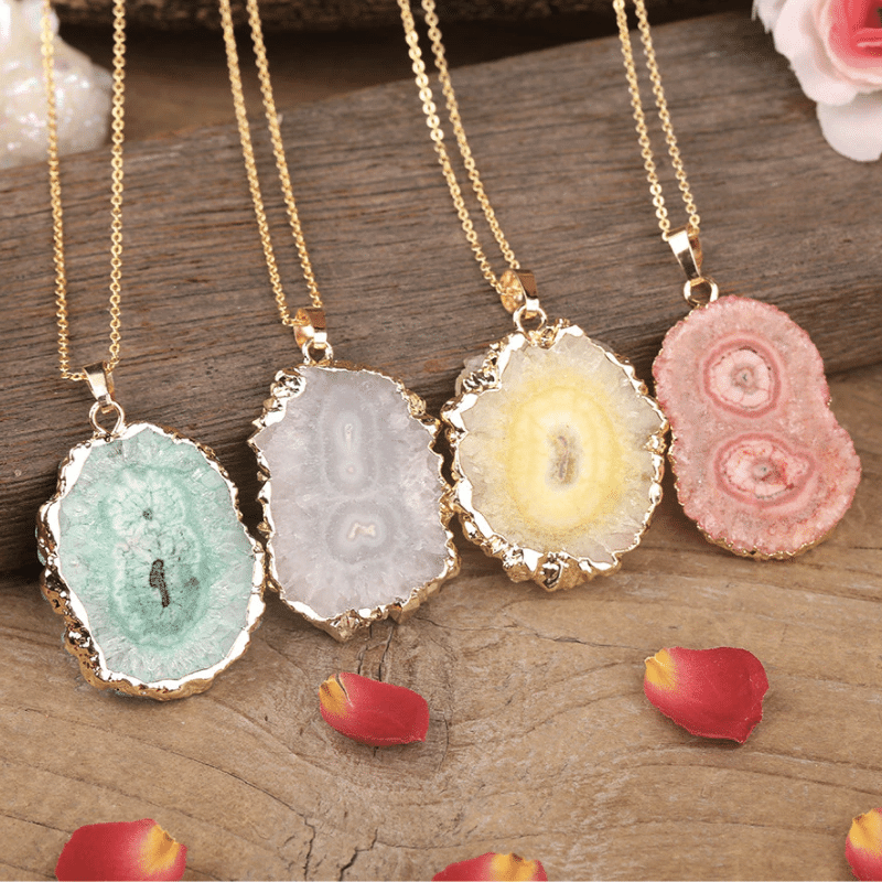 Collier Druse en Agate Naturelle | Lithothérapie Stéphanie