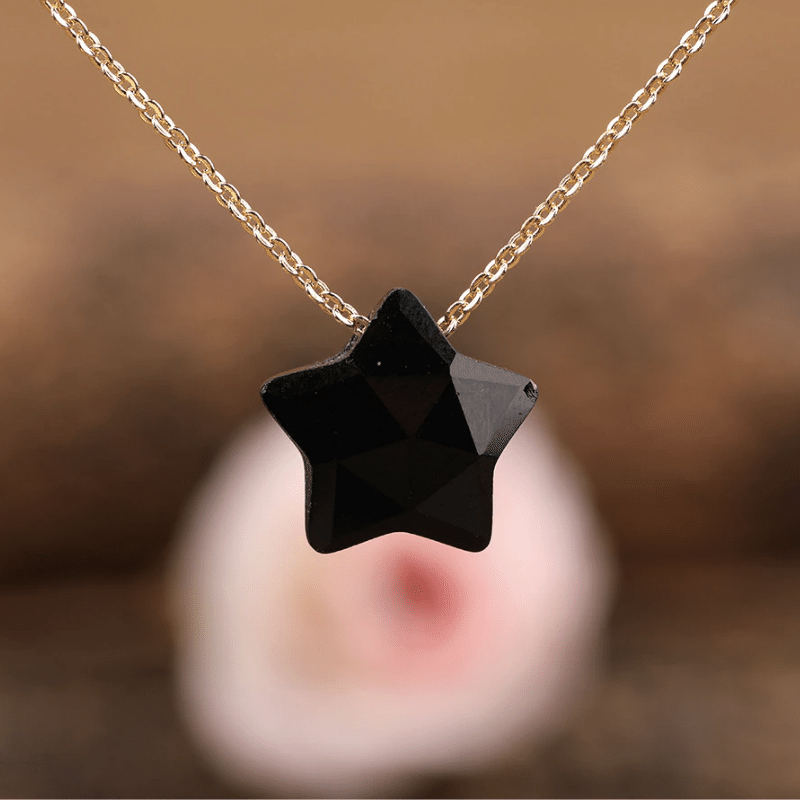 Collier Étoile en Pierre Agate Noire | Lithothérapie Stéphanie