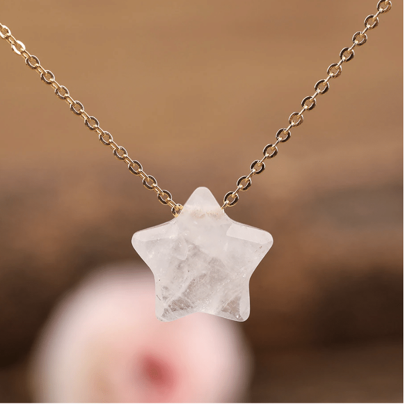 Collier Étoile en Pierre Cristal de Roche | Lithothérapie Stéphanie