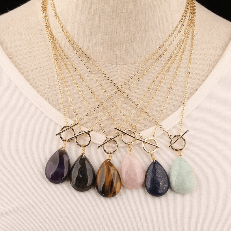 Collier Goutte en Pierres Naturelles | Lithothérapie Stéphanie