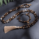 Collier Mala 108 Perles en Agate Botswana | Lithothérapie Stéphanie