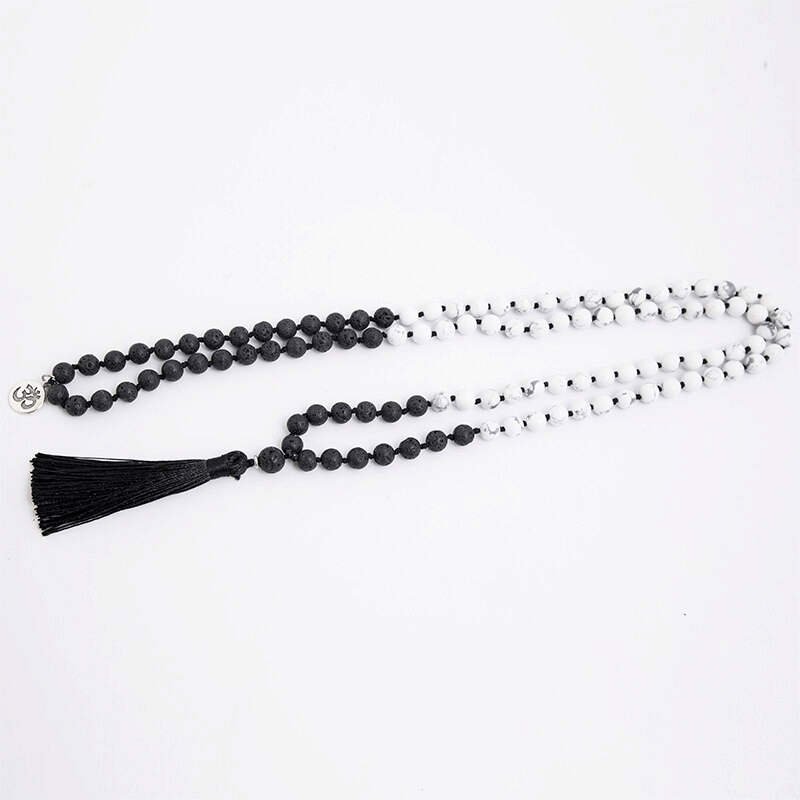 Mala en Howlite et Pierre de Lave | Lithothérapie Stépahnie