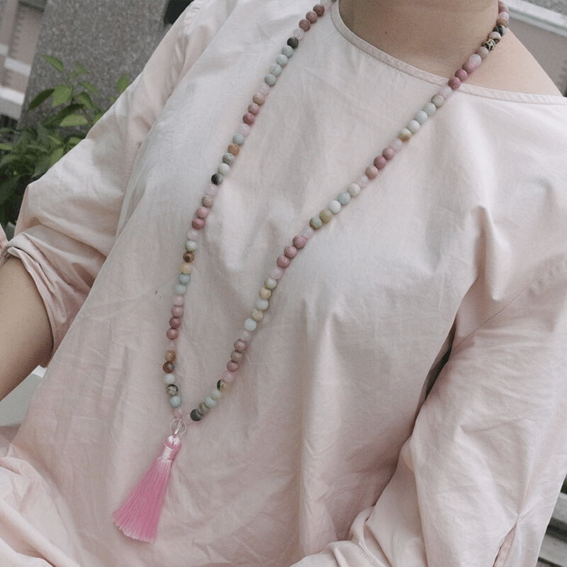 Mala en Rhodonite et Amazonite | Lithothérapie Stéphanie
