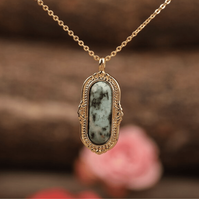 Collier Ovale en Turquoise Africaine | Lithothérapie Stéphanie