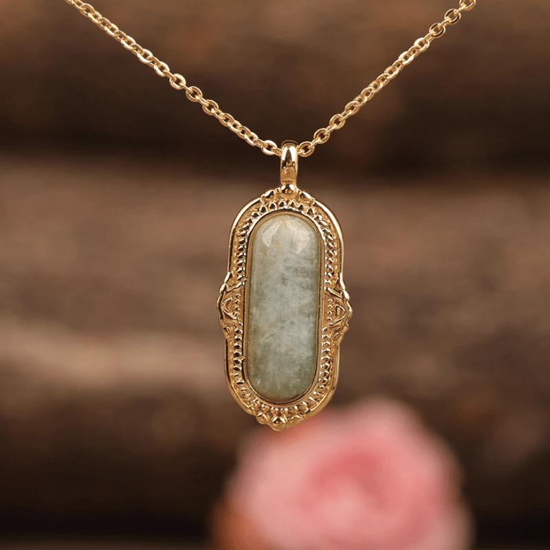 Collier Ovale en Aigue Marine | Lithothérapie Stéphanie