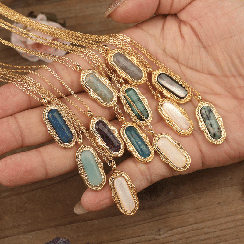 Collier Ovale en Pierres Naturelles | Lithothérapie Stéphanie
