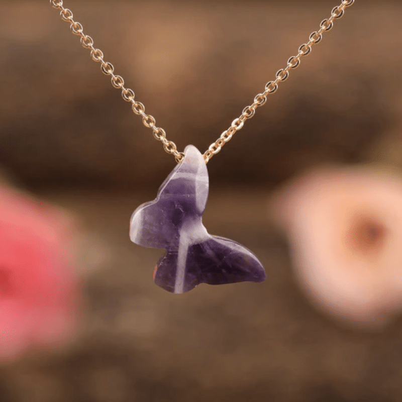 Collier Papillon en Améthyste | Lithothérapie Stéphanie