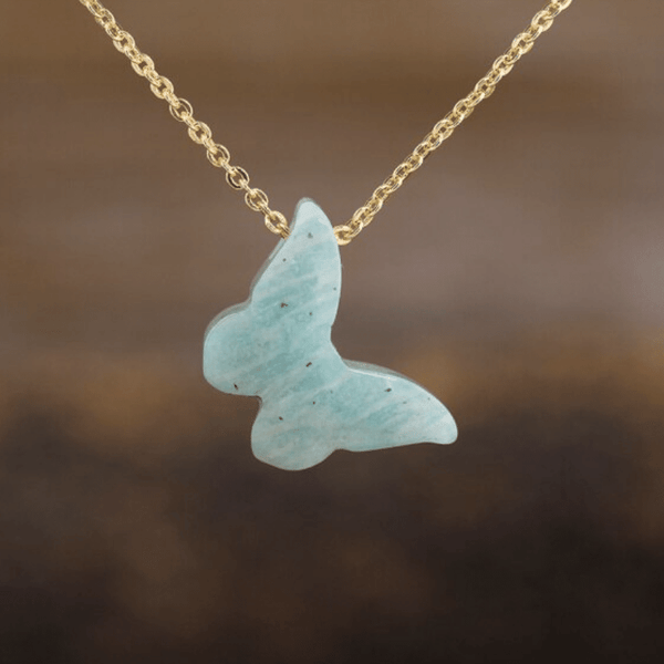 Collier Papillon en Amazonite | Lithothérapie Stéphanie