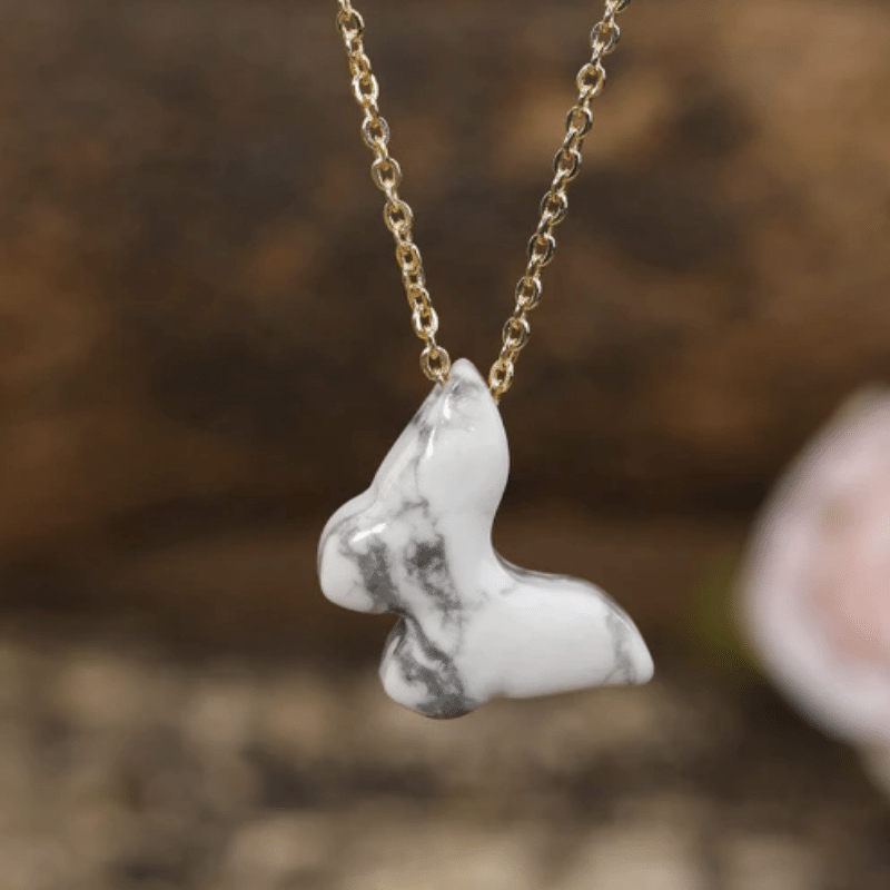 Collier Papillon en Howlite | Lithothérapie Stéphanie