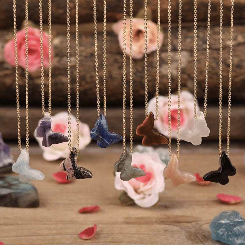 Collier Papillon en Pierres Naturelles | Lithothérapie Stéphanie