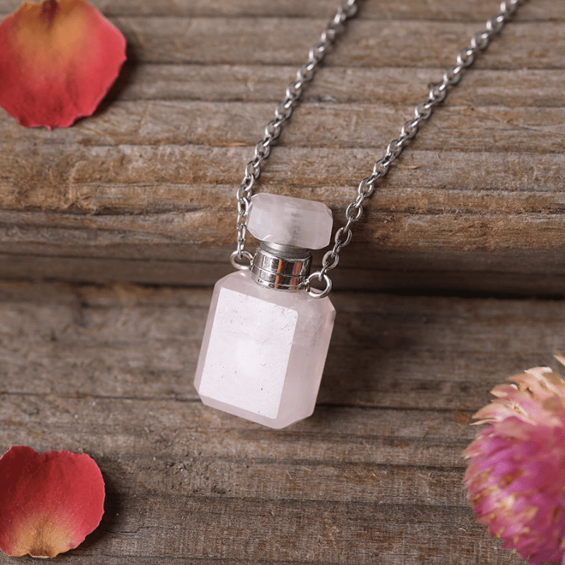 Collier Parfum en Quartz Rose | Lithothérapie Stéphanie
