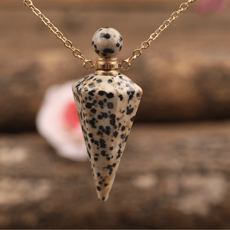 Collier Pendule en Jaspe Dalmatien | Lithothérapie Stéphanie