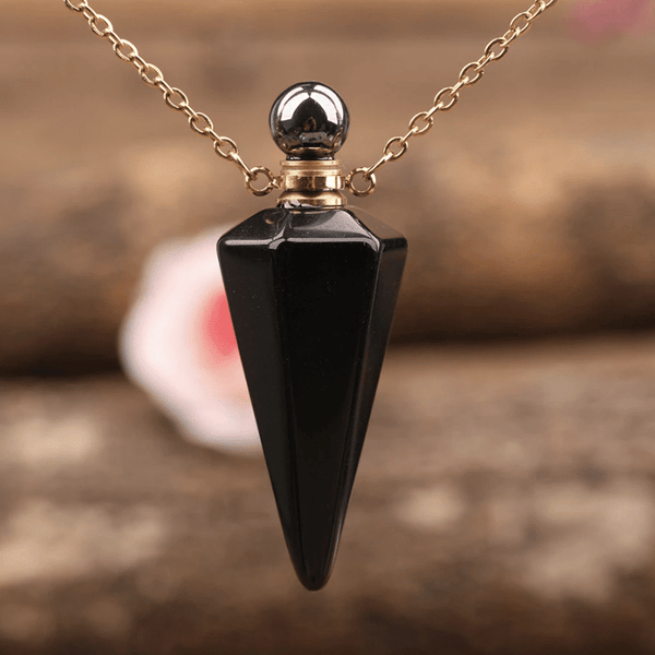 Collier Pendule en Agate Noire | Lithothérapie Stéphanie