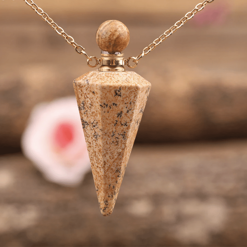 Collier Pendule en Jaspe Picasso | Lithothérapie Stéphanie