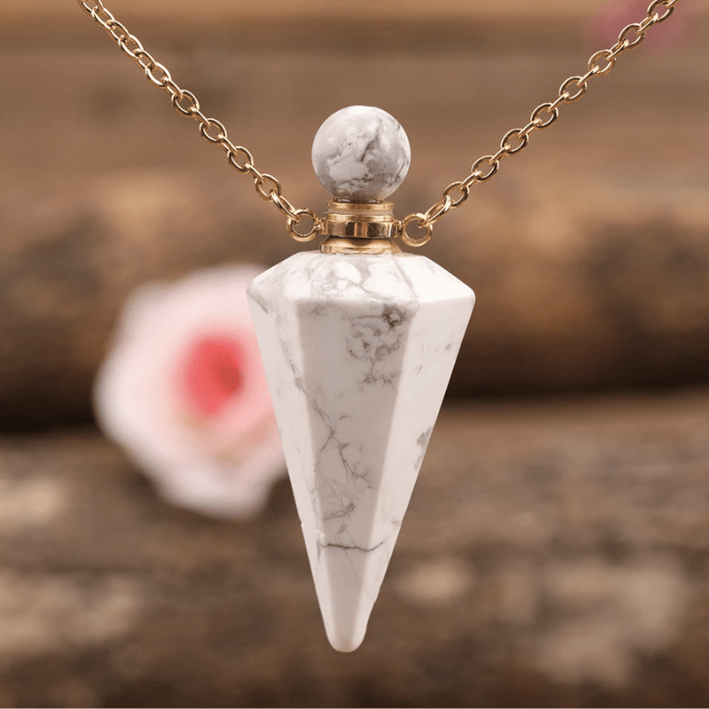 Collier Pendule en Howlite | Lithothérapie Stéphanie