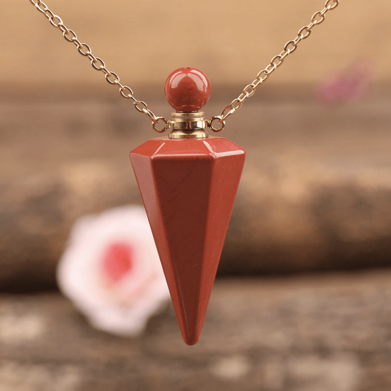 Collier Pendule en Jaspe Rouge | Lithothérapie Stéphanie