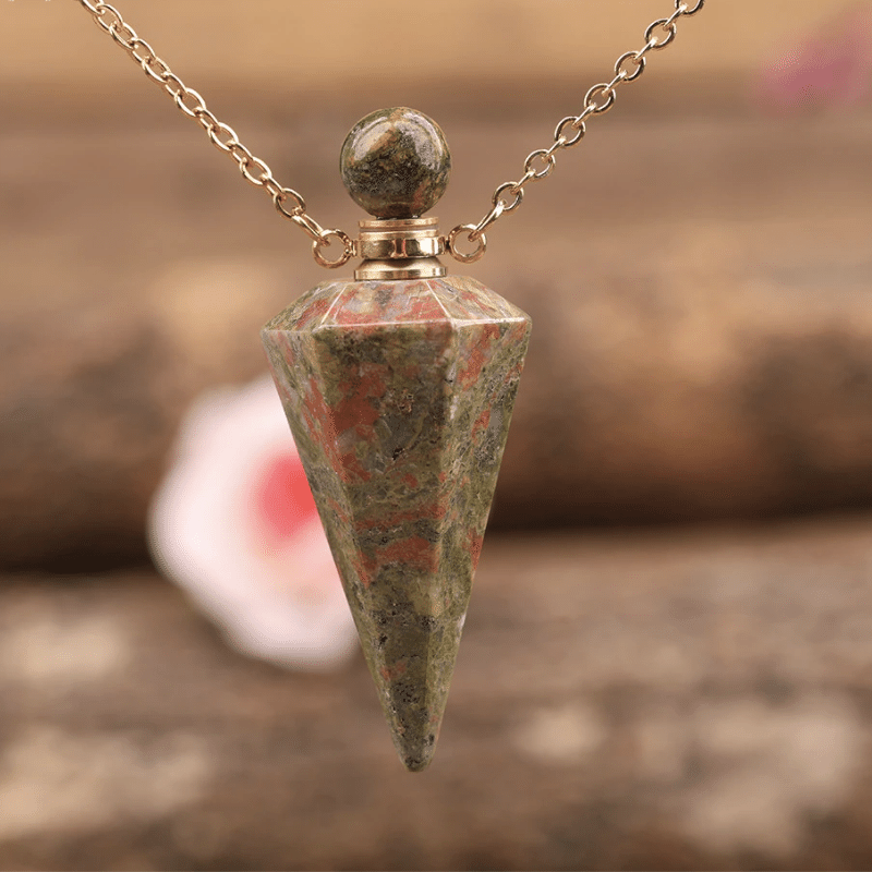 Collier Pendule en Unakite | Lithothérapie Stéphanie