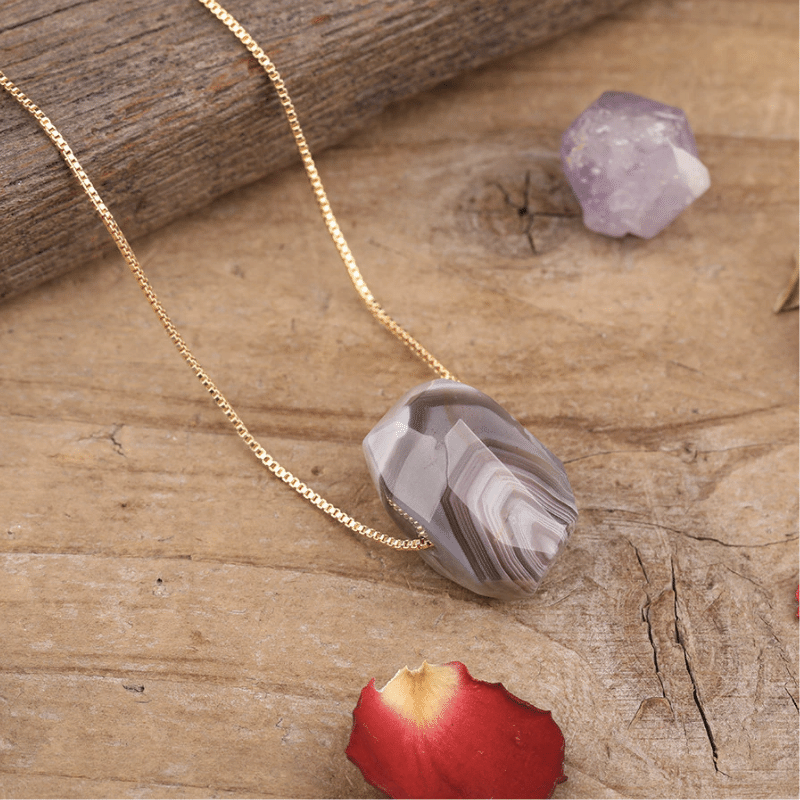 Collier en Agate Botswana Polie | Lithothérapie Stéphanie