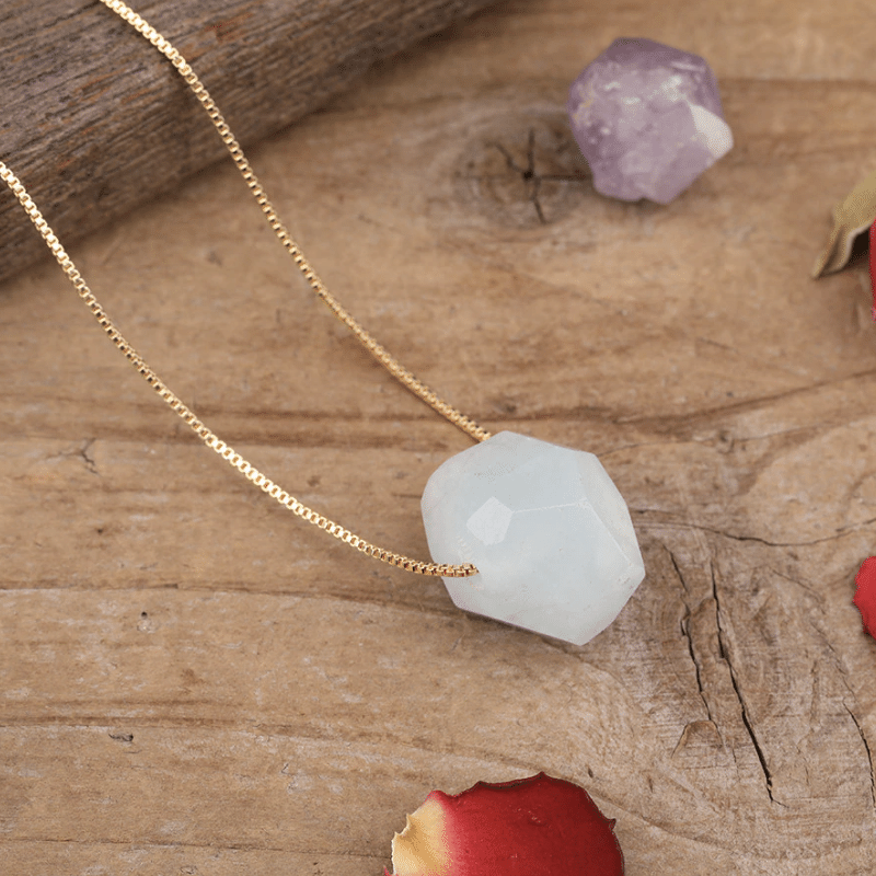 Collier en Aigue Marine Polie | Lithothérapie Stéphanie