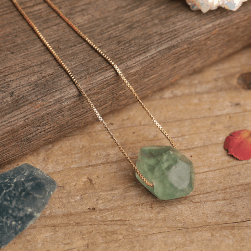 Collier en Fluorite Verte Polie | Lithothérapie Stéphanie
