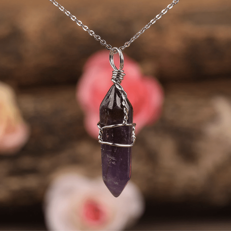 Collier Pointe en Pierre Améthyste | Lithothérapie Stéphanie