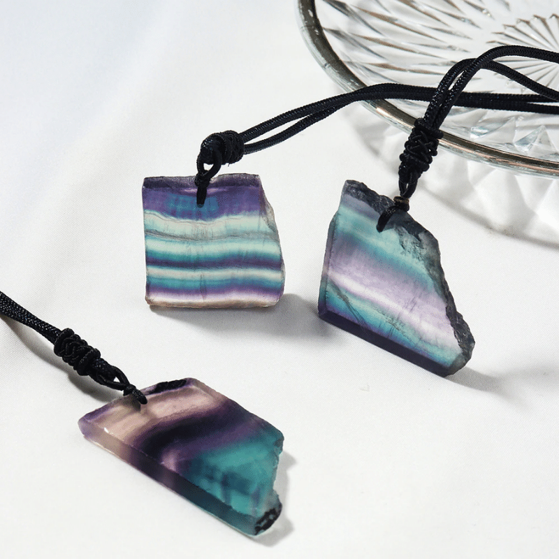 Collier Tranche de Fluorite Naturelle | Lithothérapie Stéphanie