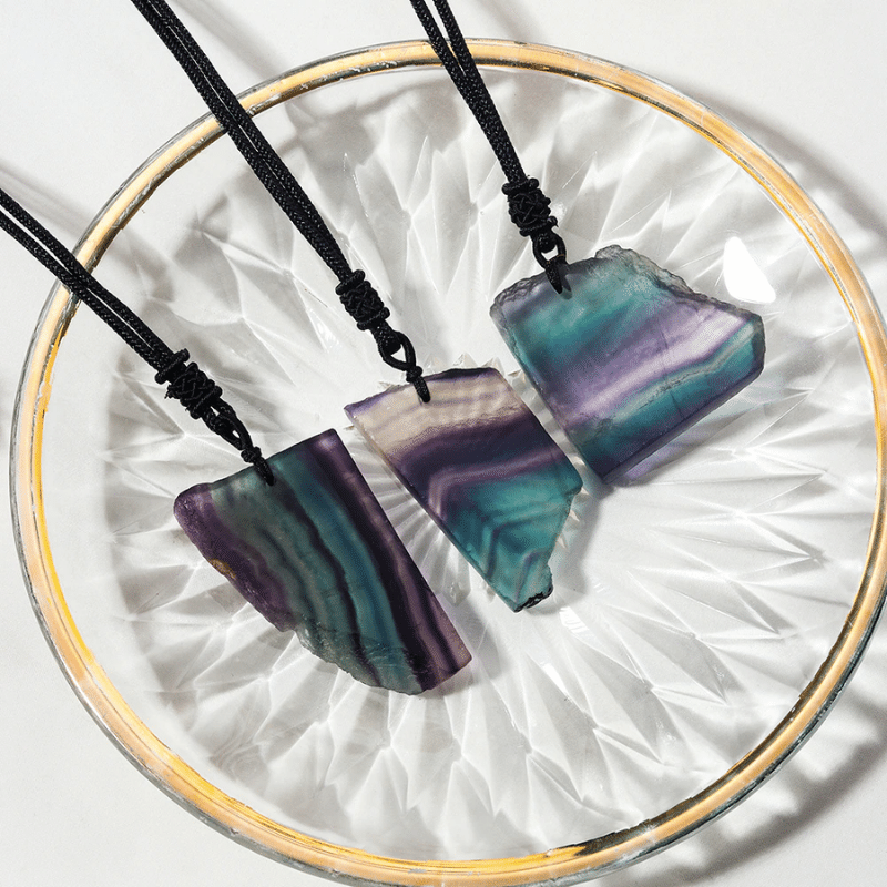 Collier Tranche en Fluorite | Lithothérapie Stéphanie