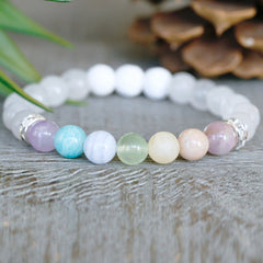 Bracelet 7 Chakras en Pierre Jade Blanc | Lithothérapie Stéphanie