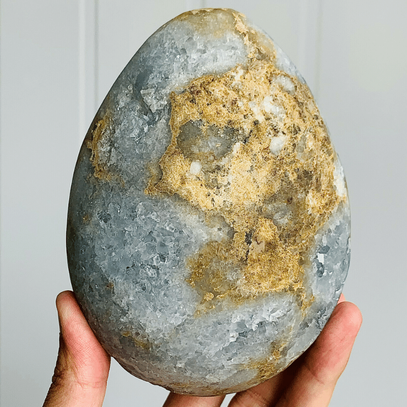 Oeuf en Célestite Bleue Brute | Lithothérapie Stéphanie