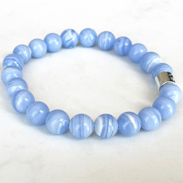 Bracelet Zodiaque en Calcédoine Bleue | Lithothérapie Stéphanie