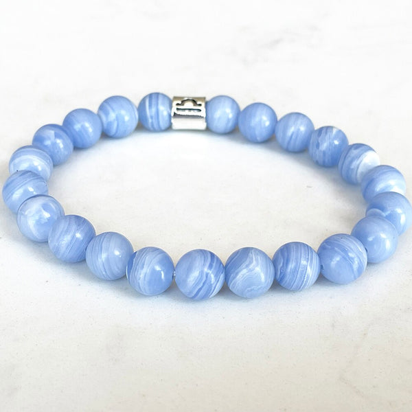 Bracelet Zodiaque  Agate Blue Lace | Lithothérapie Stéphanie
