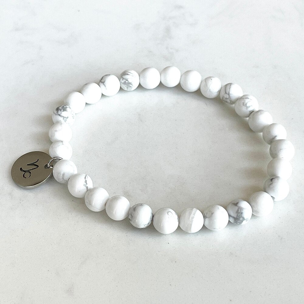 Bracelet Zodiaque en Pierre Howlite | Lithothérapei Stéphanie