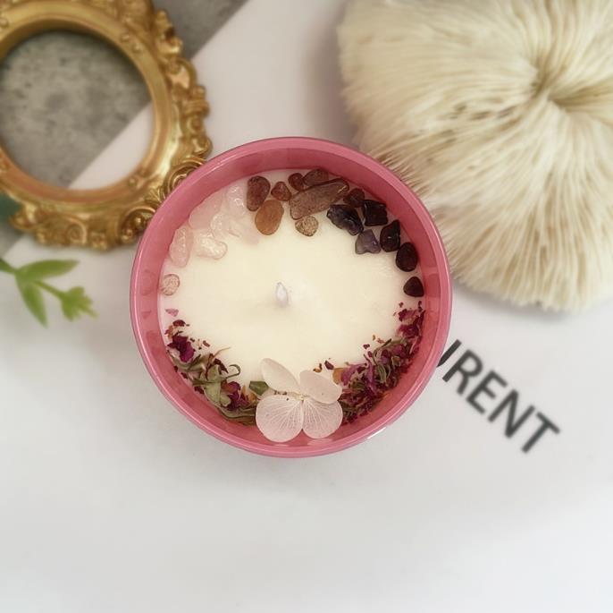 Bougie avec Cristaux | Moyen Format | Lithothérapie Stéphanie